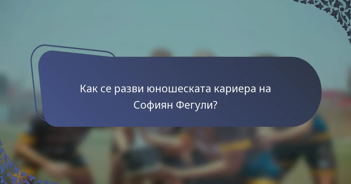 Как се разви юношеската кариера на Софиян Фегули?