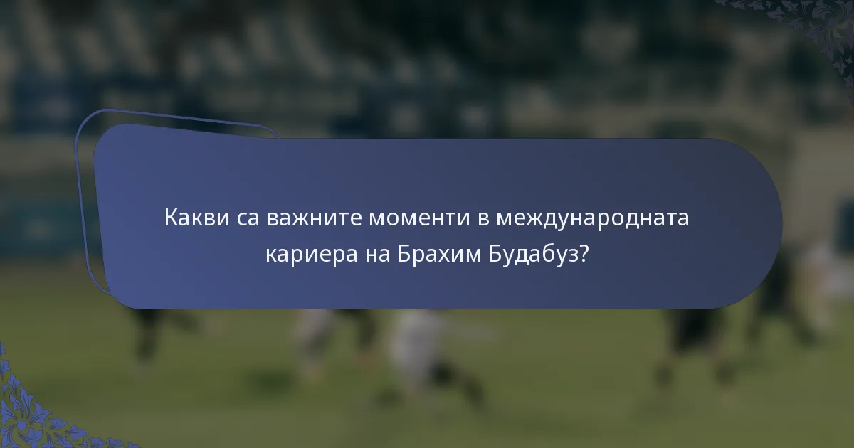Какви са важните моменти в международната кариера на Брахим Будабуз?