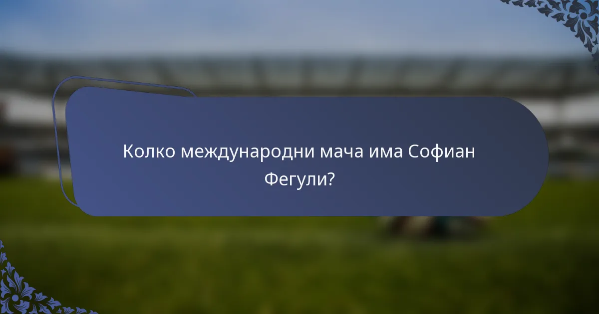 Колко международни мача има Софиан Фегули?